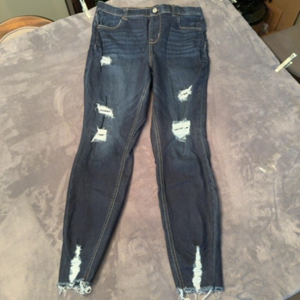M Jeans By Maurices Jeans Womens Long Dark Wash Distressed Super High Rise